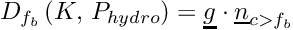 \[ D_\fib \left( K, \, P_{hydro} \right) = \vect{g} \cdot \vect{n}_\ib \]