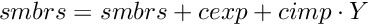\[ smbrs = smbrs + cexp + cimp\cdot \varia\]