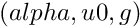 $ (alpha, u0, g)$