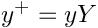 \[
 y^+ = y \varia
\]