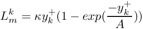 \[ L_m^k = \kappa y_k^+ (1 - exp(\dfrac{-y_k^+}{A})) \]