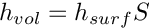 \[ h_{vol} = h_{surf} S \]