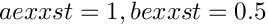 $ aexxst=1, bexxst=0.5 $