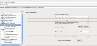 Saturne 2.3.1 gui picture of the gradient calculation method selection